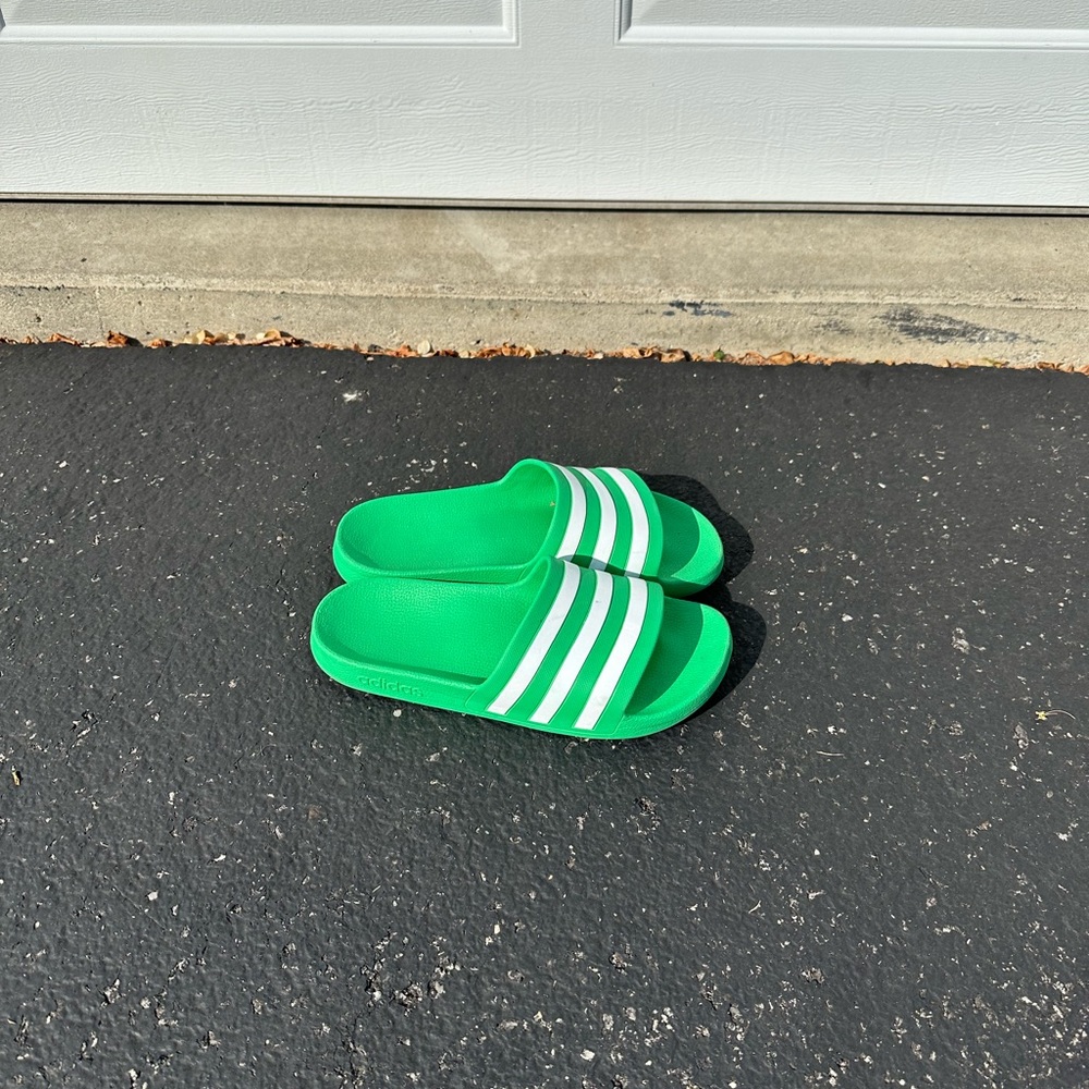 Men’s adidas slides green size 9